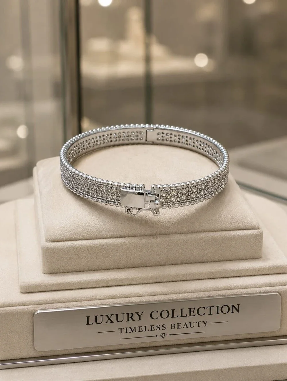 Sterling Silver Crystal Tennis Bracelet - Silver
